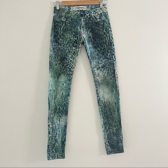 ETIENNE MARCEL Green Leopard Jeans - Picture 3 of 6